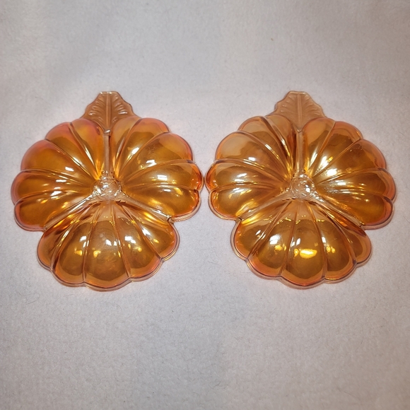 0824. A Pair ~ Vintage ~ Jeannette ~ Marigold ~ 3 Section ~ Carnival Glass ~ - Picture 5 of 11